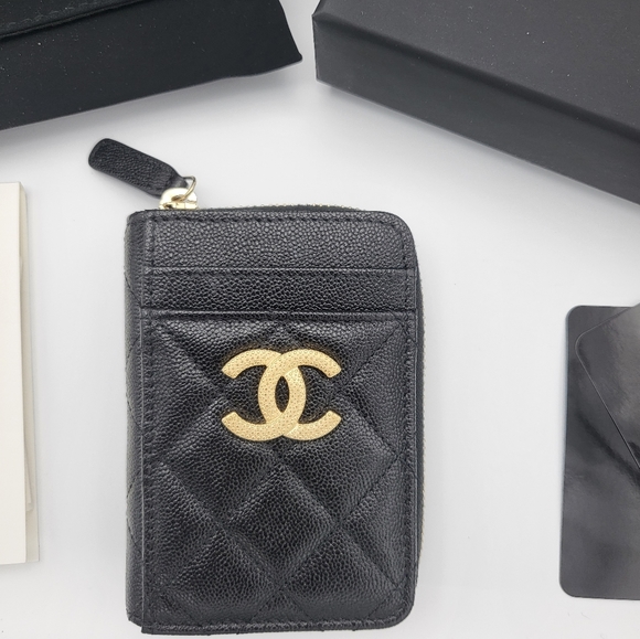 Brand new authentic Chanel Caviar Quilted Zip Card Holder wallet in cavi… - Picture 9 of 12